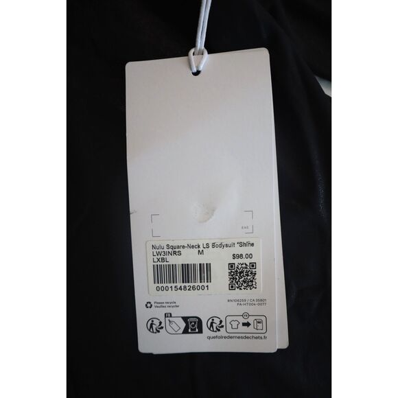 Lululemon Women's Sz M Black Wundermost Nulu Square Neck L/S Bodysuit *Shine - Picture 4 of 10